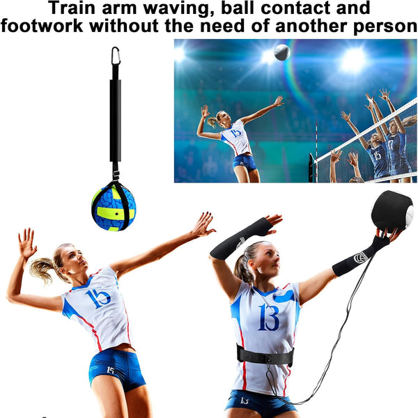 Wettarn 8 Set Volleyball Training Equipment Aid Solo Volleyball Trainer Kit, Include Elastic Resistance Belt Set Spike Trainer Hand Straps Arm