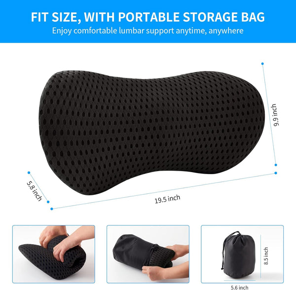 Lumbar Pillow, Memory Foam Lumbar Support Pillow for Office Chair and Car Seat, Back Support Pillow for Lower Back Pain Relief, Support Cushion