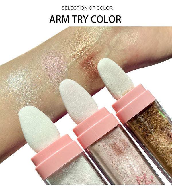 Glitter Powder Highlighter Makeup, Body Brightens the Natural Three-Dimensional Face Blusher Patting Powder Highlighter. (01# White Moonbeam)