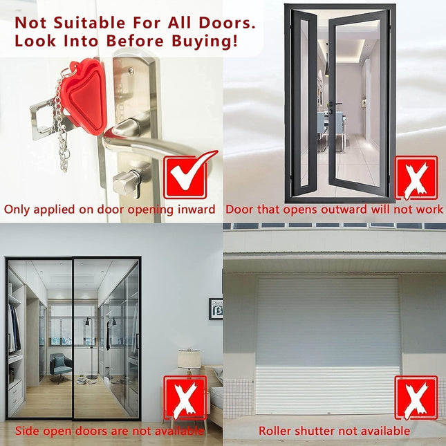 Portable Door Lock & Door Stop Alarm Set, Dual Protection Home Security Door Kit, Travel Hotel Lock Devices Pocket Self 