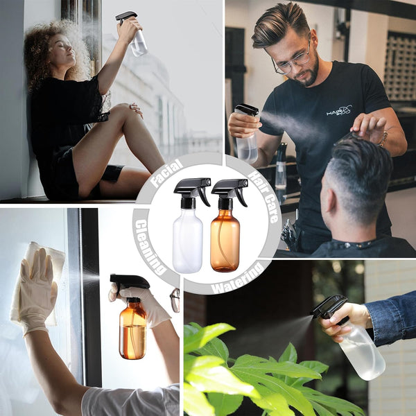 Small Water Spray Bottle for Hair, Frosted Clear Plastic Small Squirt Bottle with Adjustable Mist/Stream, Refillable Empty Mister Spray Bottles