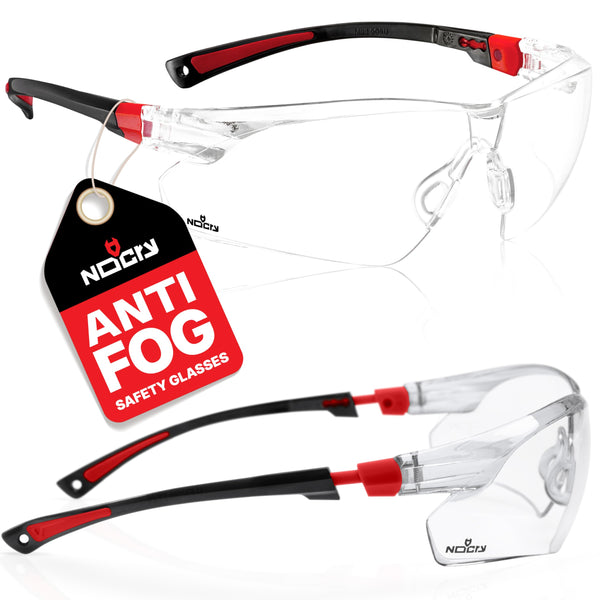 Nocry Clear Safety Glasses for Men and Women with Anti-Fog and Scratch Resistant Wrap around Lenses, Adjustable Temples and Nose Pads â ANSI Z87