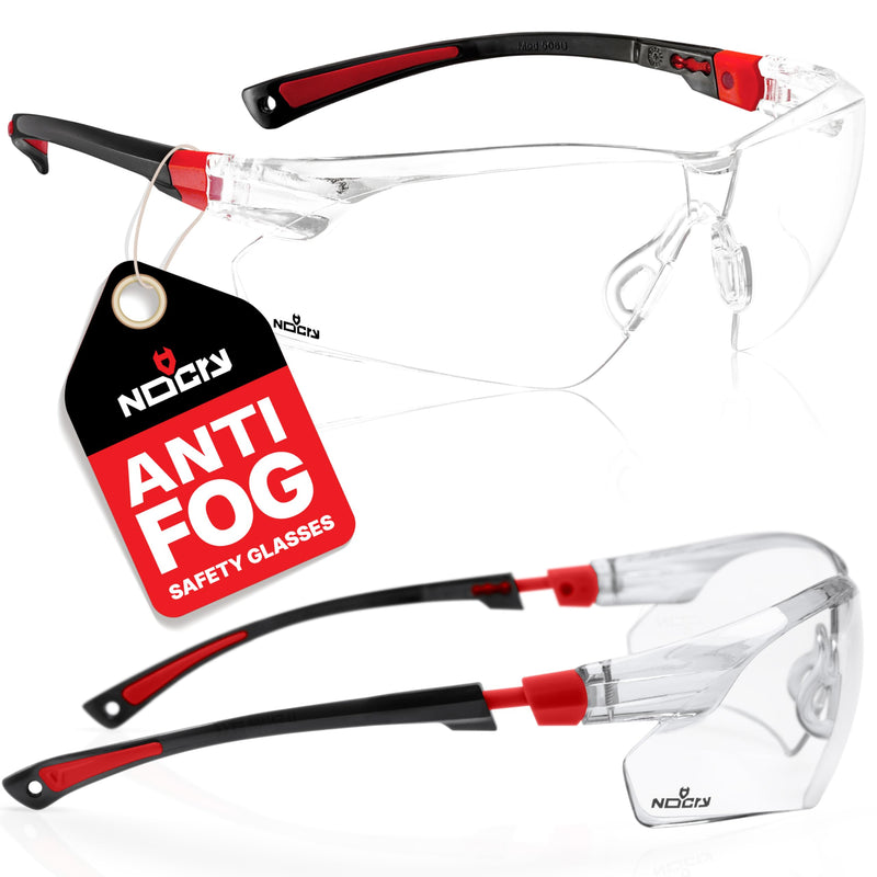 Nocry Clear Safety Glasses for Men and Women with Anti-Fog and Scratch Resistant Wrap around Lenses, Adjustable Temples and Nose Pads â ANSI Z87