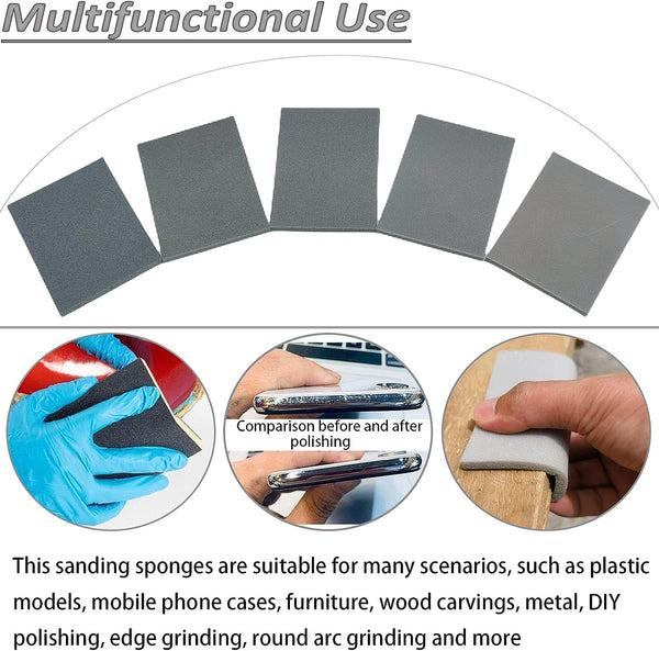 20 Pcs 3 X 4 Inch 600 Grit Sanding Sponge Set, Ultra Fine Sanding Sponges Pads, Soft Foam Hand Sander Block Wet Dry Sandpaper for Model Drywall