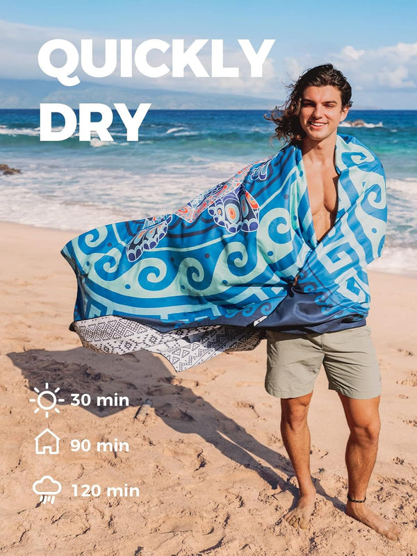 OCOOPA Microfiber Beach Towel Fast Drying, Extra Large 63" X 31" Sand Free Beach Towel Super Lightweight Towels for Swimming Pool, Camping,