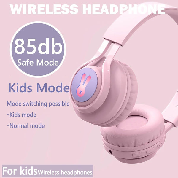 Kids Bluetooth Headphones,85db Volume Limit,Hearing Protection,Wireless Headphones with Mic,Music,Chat,Kids Mode,Normal Mode,Wireless and