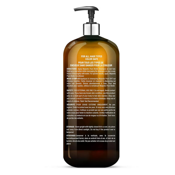 Majestic Pure Biotin Shampoo - Volumizing Shampoo for Hair Loss - with DHT-3 Blocker - Hydrating & Nourishing - Sulfate Free, for Men & Women -