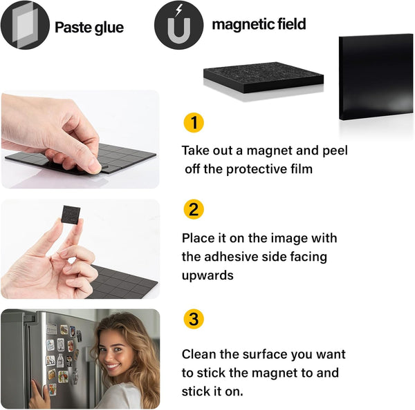 Sukh Square Magnets Magnetic Tape-Strip - 40 PCS Magnet Sheets Magnets with Adhesive Backing Magnet on One Side Self Adhesive on the Other Side