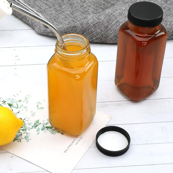 Accguan 12Oz Glass Bottles,Leak-Proof Vintage Water Bottles for Juicing,Hot Sauce,Kombucha,Ginger Jar,Potion,Oil,Milk Bottles,Whiskey,Portable