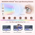 Madison Avenue Blue Light Blocking Glasses Oversized Fashion Blue Light Glasses for Women anti Eyestrain & UV Protection Computer Eyeglasses (Grey