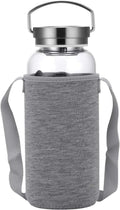 32 Oz Glass Water Bottle Wide Mouth with Neoprene Sleeve, Bpa Free