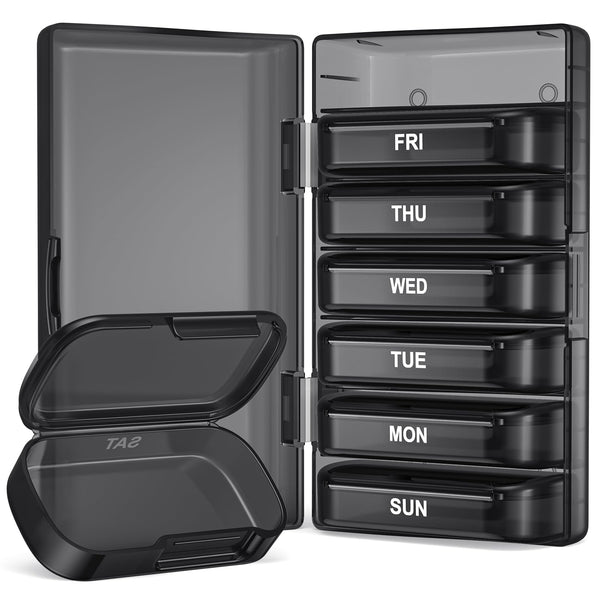 PULIV Pill Organizer with Large Capacity, Dual Protection Pill Box 7 Day, Arthritis Friendly Pill Case Easy to Open, Weekly Medicine Organizer for