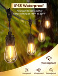 XMCOSY+ 48FT Outdoor String Lights Waterproof - LED Patio Hanging Lights for Outside Porch Backyard Gazebo Garden, Commercial Grade 16 Edison