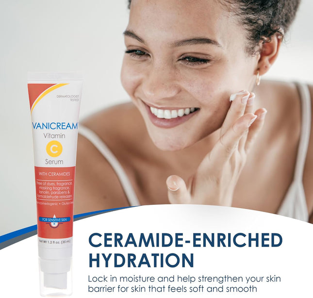 Vanicream Vitamin C Serum, 1.2 Fl Oz, Formulated without Common Irritants for Sensitive Skin, Milky and Lightweight Brig