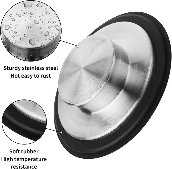 Tifanso Kitchen Sink Drain Stopper Cover, 2PCS Stainless Steel Garbage Disposal Stopper 3.34 Inch Drain Plug, Fits Standard Kitchen Sink Size of