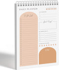 Daily Planner to Do List Notepad 60 Undated Pages,Apricot,Twin-Ring Spiral Bindling 6X9 Inch Desktop Daily Planning Notepad with Protective
