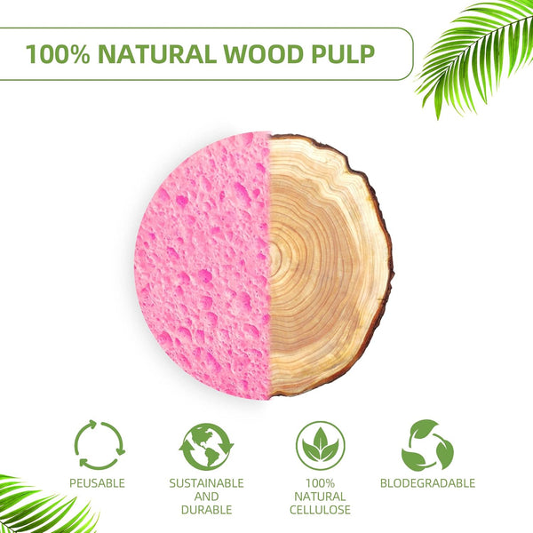 50-Count Compressed Facial Sponges|Kickleen 100% Natural Cellulose Cosmetic Spa Sponges for Daily Facial Cleansing|Makeup and Mask