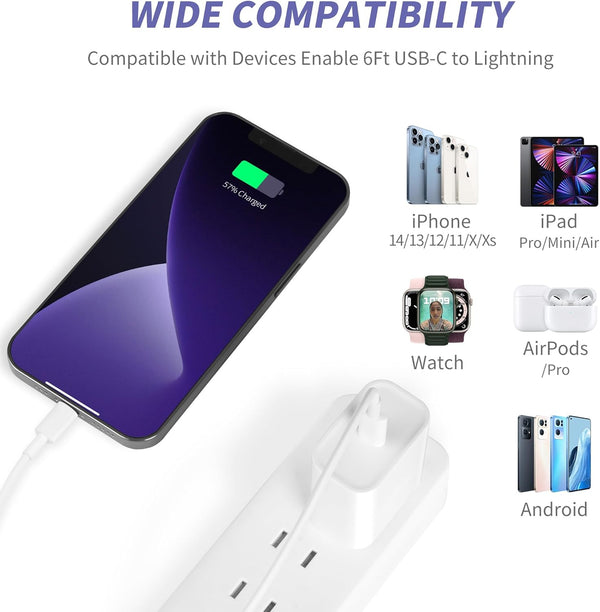 Iphone Charger Fast Charging,[Apple Mfi Certified] 2Pack 20W Type C Fast Charger Block with 6FT USB C to Lightning Cable Compatible for Iphone