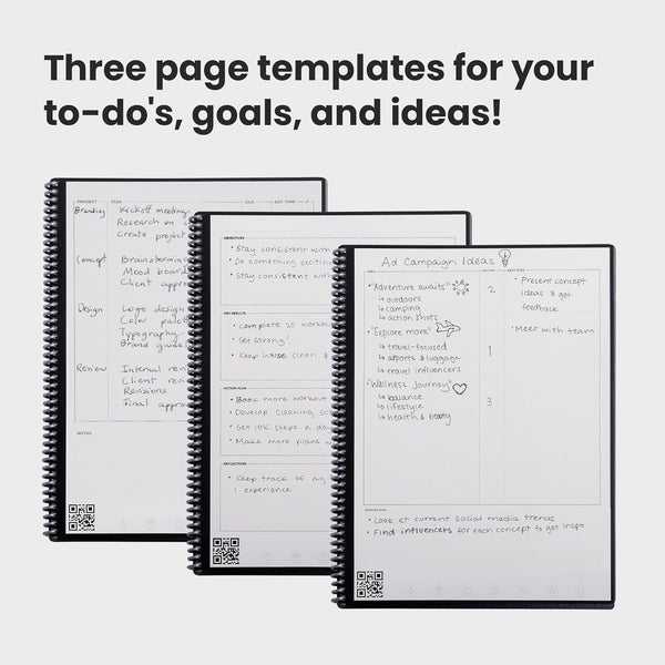 Rocketbook Fusion Reusable Undated Productivity Planner, Letter Size 8.5X11, Beige - Goals, Monthly and Weekly Calendar, Daily To-Do List, Lined