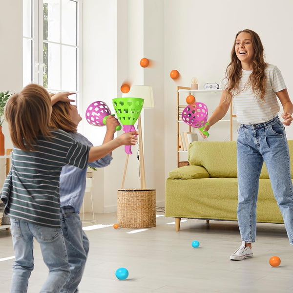 Pop Pass Catch Ball Game Set â 4 Launchers, 20 Balls, Toss and Catch Outdoor Toys for Kids Ages 3-8, Indoor Yard Beach Pool Game, Party Favor for
