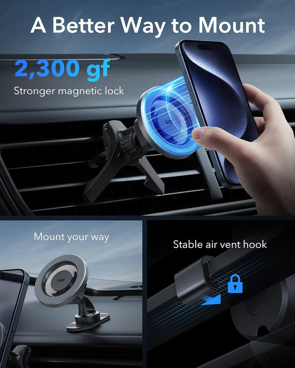 ESR for Magsafe Car Mount, Air Vent/Dashboard Magnetic Phone Holder for Car, Strong Magnets,Car Phone Holder Mount for Iphone