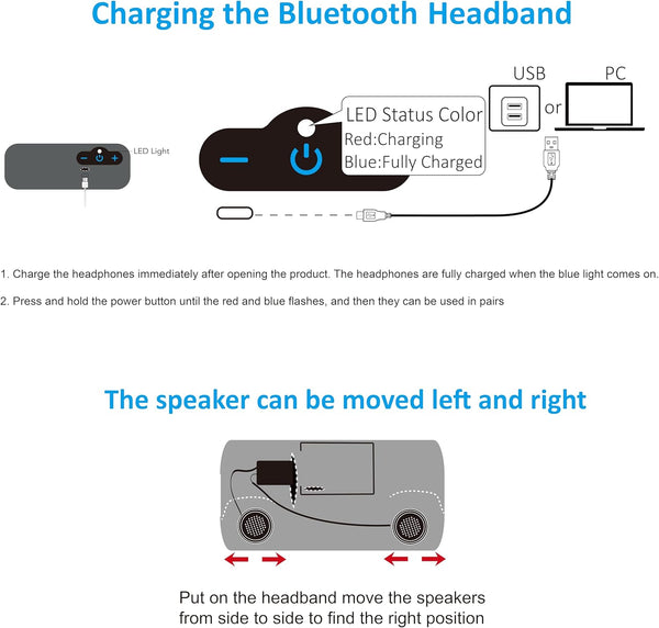 Sleep Headphones Bluetooth Headband for Side Sleeper 2-Pack, 14H Playtime, Wireless Headband Headphones with HD Stereo Speakers for