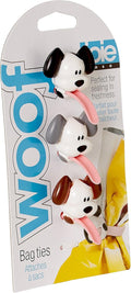 Joie Woof Multi-Use Reusable Kitchen Ties, Keep Food Bags Closed for Freshness, Organize Cords, Cute Cloth Napkin Ring, Set of 3, Dog-Themed