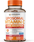 Wholesome Wellness Liposomal Vitamin C Capsules (200 Pills 1500Mg Buffered) High Absorption, Immune System & Collagen Booster, High Dose Fat