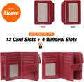 GOIACII RFID Women's Wallet Small Ladies Credit Card Holder Leather with Zipper Pocket 4 ID Windows Wine Wax Red A01 Wax Wine Red