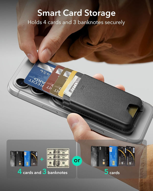 ESR for Magsafe Wallet, Iphone Wallet with 5-Card Holder, Secure-Grip Finger Loop, Magnetic Card Holder for Iphone 15/14/13/12 Series, Not for