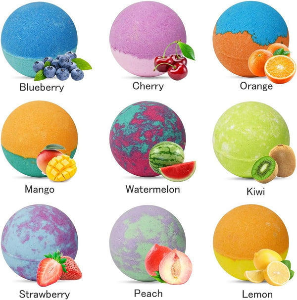 Bath Bombs for Kids with Surprise Inside, 9 Pack Pull-Back Cars Organic Rich Foam Color Bubble Set with 3 Multifunctional Vehicles, Gentle and