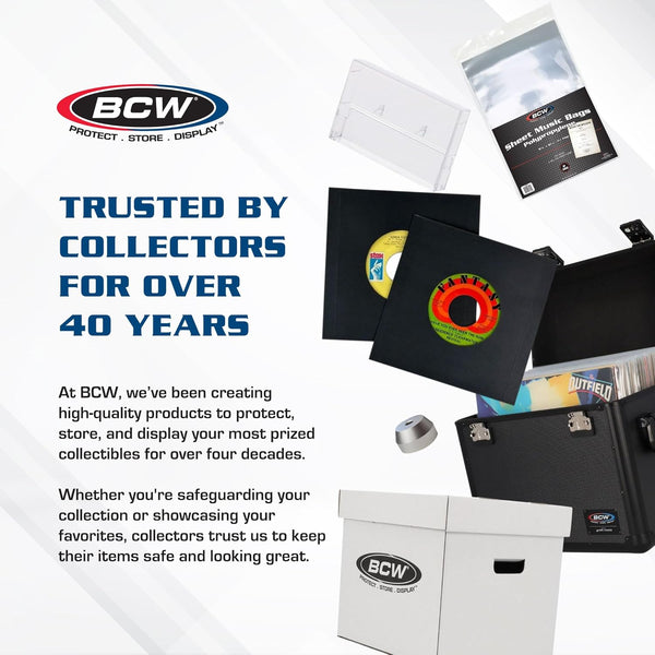 BCW 33 RPM Record Sleeves - 100 Ct | Polypropylene Vinyl Record Outer Sleeves | 2 Mil Thickness | Vinyl Record Album Protectors