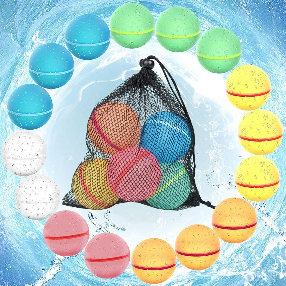 (12 PCS) WATER BALLOONS REUSABLE Silicone Magnetic Self Seal Water Bomb Quick Easy No Mess Backyard Pool Beach Camp Retreats Summer Splash Kids Teens Adults Outdoor Activities - Premium Quality!