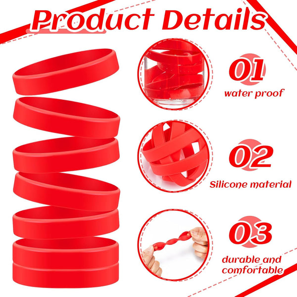 Liliful 200-Piece Blank Silicone Bracelets - Bulk Elastic Wristbands for Adults, Suitable for Team Events, Parties, and Stocking Stuffers(8 X 0.5