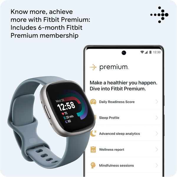 Fitbit Versa 4 Fitness Smartwatch with Daily Readiness, GPS, 24/7 Heart Rate, 40+ Exercise Modes, Sleep Tracking and More, Waterfall