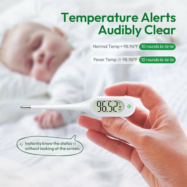 Basal Thermometer for Adults and Kids, Fast & Accurate with Fever Alert, Mute Function, FSA/HSA Eligible - Essential for Babies and Adults,
