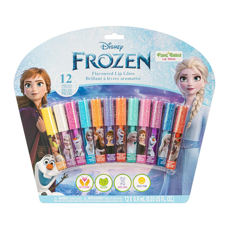 Disney Frozen 12 Piece Plant Based Lip Gloss, Girls Party Favors, First Makeup Set for Girl, Perfect for Parties, Sleepovers, and Birthday Gifts,
