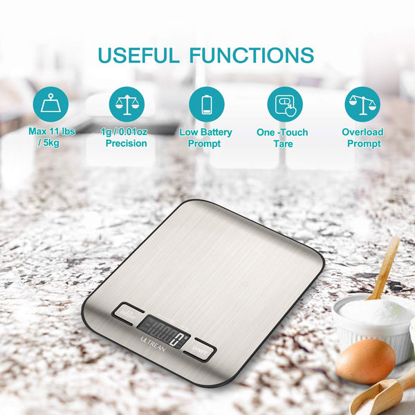 Ultrean Food Scale, Digital Kitchen Scale with LCD Display, Weight Grams and Ounces for Baking Cooking and Meal Prep, 6 Units with Tare Function,
