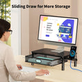 Zimilar Monitor Stand Riser with Metal Mesh Drawer, Height Adjustable with Phone Holder for Computer, Laptop, Printer, Notebook, Computer Monitor