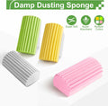 4-Pack Damp Clean Duster Sponge,Reusable Magic Dusting Sponge Brush for Cleaning Blinds, Glass, Baseboards,Vents,Railings,Mirrors,Window Track