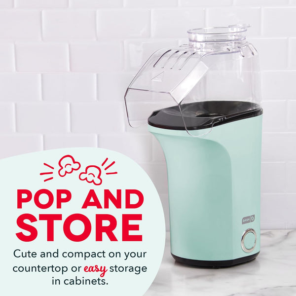 DASH Fresh Pop Popcorn Maker - Oil-Free, Air Popcorn Popper - With Measuring Cup & Recipe Guide - Perfect for Movie Nights - 16 Cups, Aqua Aqua 16