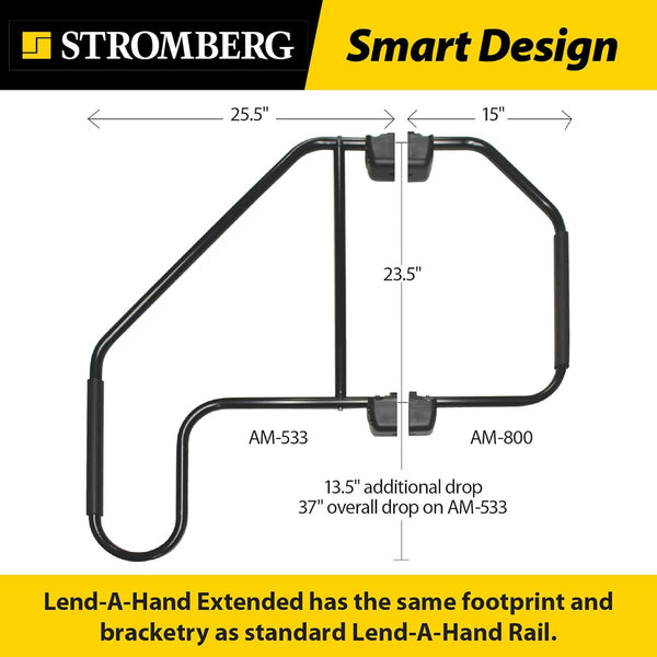 Stromberg Carlson AM-533 Lend-A-Hand Extended Assist Rail - RV Handrail, RV Handle Grab Bar by Door, Camper Hand Rail, RV Step Handrail, Trailer