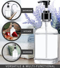 Clear Soap Dispenser with Pump, Waterproof Labels (2 Pack,18 Oz), Plastic Hand Soap Dispenser, Dish Soap Dispenser for Kitchen and Bathroom, Soap