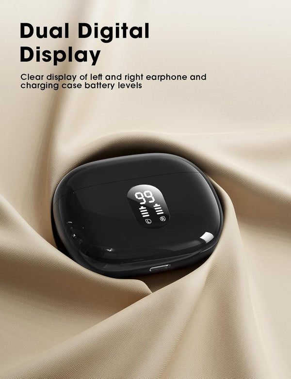 Wireless Earbuds, Bluetooth Ear Buds with Big Bass Stereo Sound, 48 Hours Playtime, Lightweight In-Ear Fit Earphones, IPX7, Hands-Free Calls with