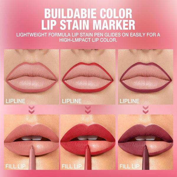 LANGMANNI 12 Colors Sculpting Matte Velvet Lip Liner Set,Smooth Creamy Texture,Waterproof and High Pigmented for Girls Daily Application Lip Makeup