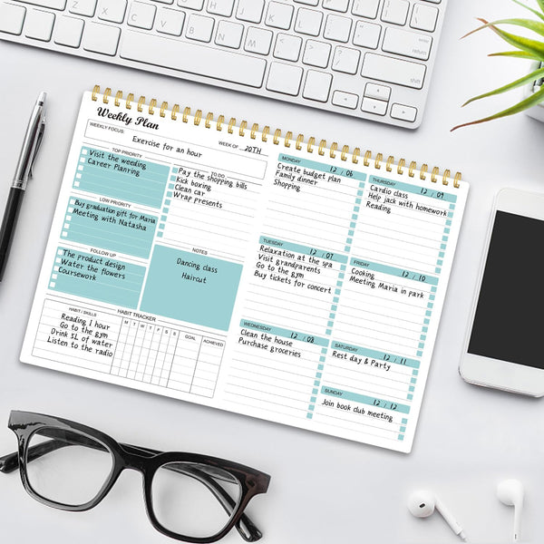 Weekly Planner Notepad Undated Weekly Goals Schedule Planner to Do List Notebook Planning Pad Calendars Organizers Habit Tracker Journal for Man &