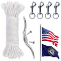 PAMASE Flag Rope and Clips Kit - 100Ft Flag Pole Rope Halyard with Cleat Hook & 4 Pcs Swivel Snap Clips for Flagpoles up to 50Ft, Outdoor Porch