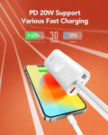 Portable Charger for Iphone & Apple Watch, 10000Mah Power Bank with Built-In Cable, 20W Fast Charging Battery Pack Compatible with Iphone