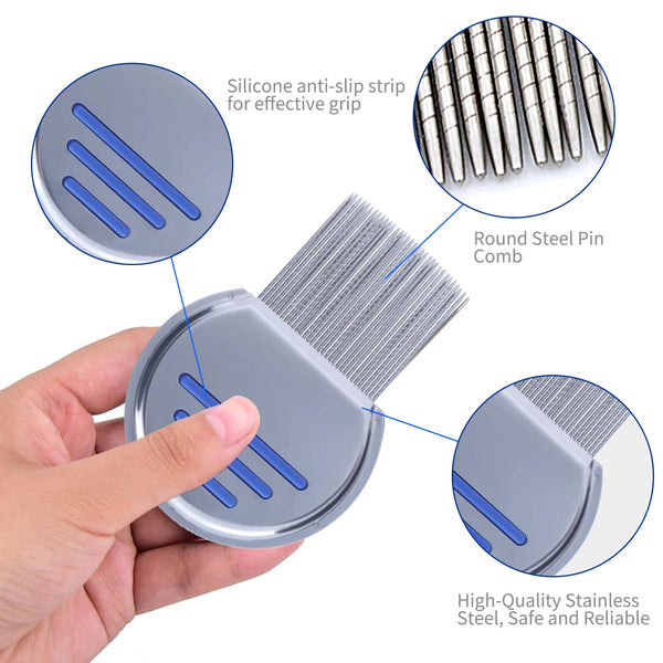 9 Pcs Lice Combs, Flea Combs, Hair Comb Double Sided Fine Tooth Combs, Removal Dandruff Comb with Metal Teeth, Stainless Steel Louse and Nit Comb