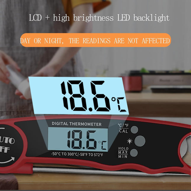 Meat Thermometer Digital, Instant Read Food Thermometer for Grilling and Cooking, Waterproof Kitchen Probe with Backligh